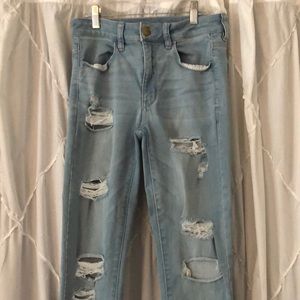 American Eagle super super stretch ripped jeans